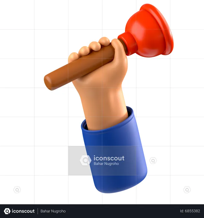 Hand holding sink plunger  3D Icon