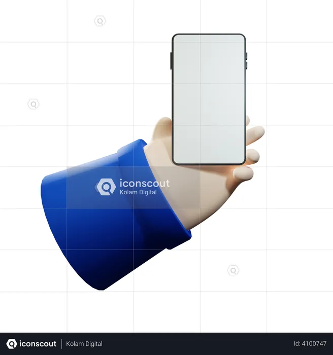 Hand Holding Smart Phone with Blank Screen  3D Illustration