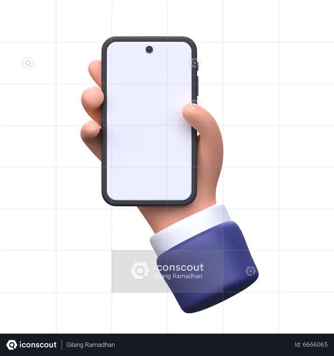 Hand holding smartphone  3D Icon