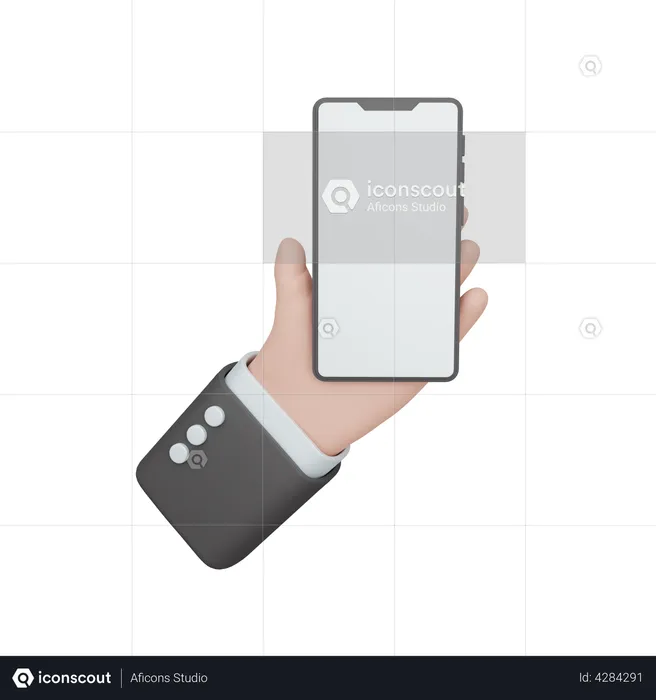 Hand holding smartphone  3D Illustration