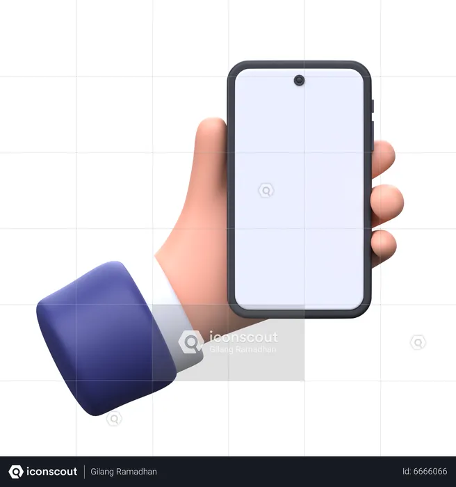 Hand holding smartphone  3D Icon