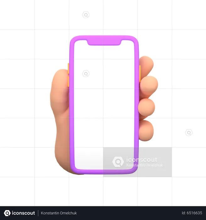 Hand holding smartphone with blank screen for mockup template  3D Illustration