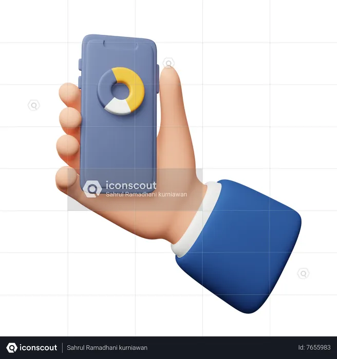 Hand Holding Smartphone With Report  3D Icon