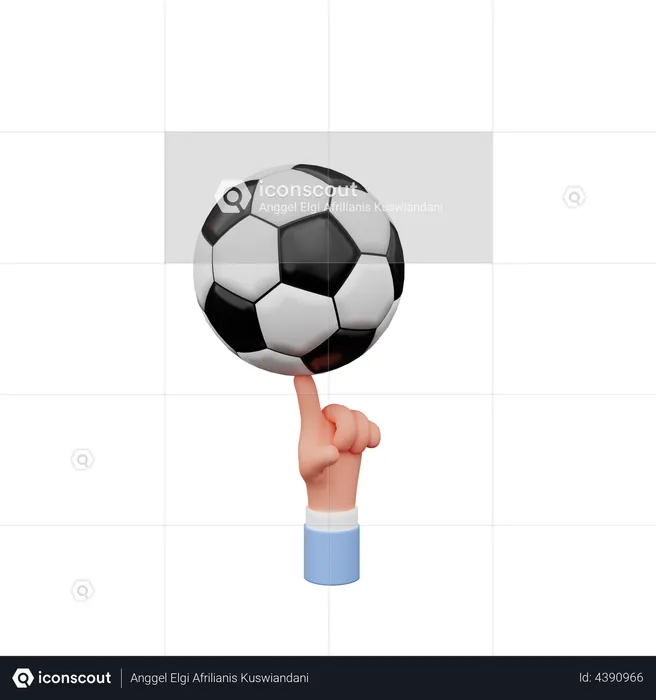 Hand Holding Soccer Ball  3D Illustration