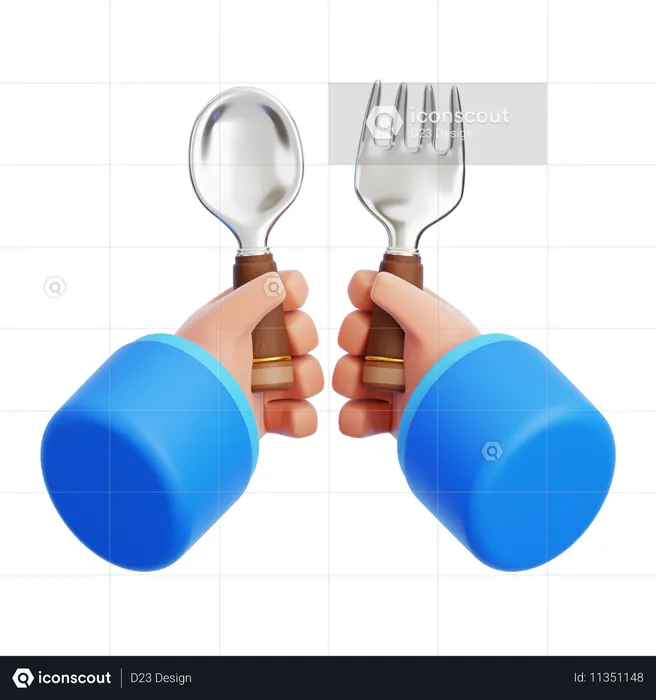 Hand Holding Spoon  3D Icon