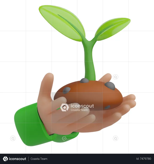 Hand Holding Sprout  3D Icon