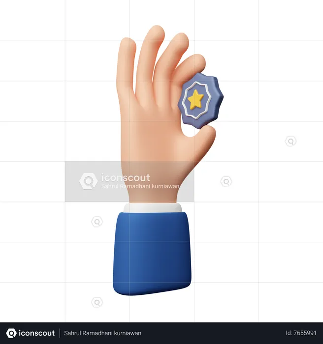 Hand Holding Star Badge  3D Icon