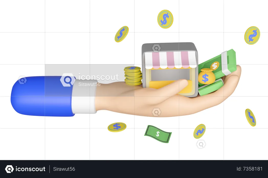 Hand Holding Store  3D Icon