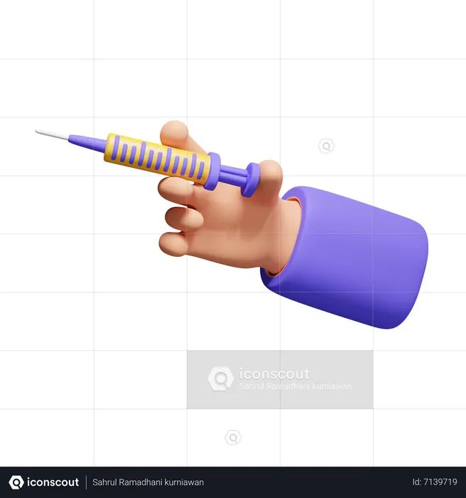 Hand Holding Syringe  3D Icon