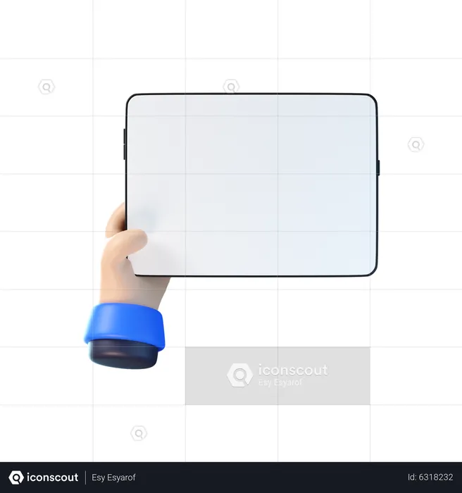 Hand Holding Tablet  3D Icon