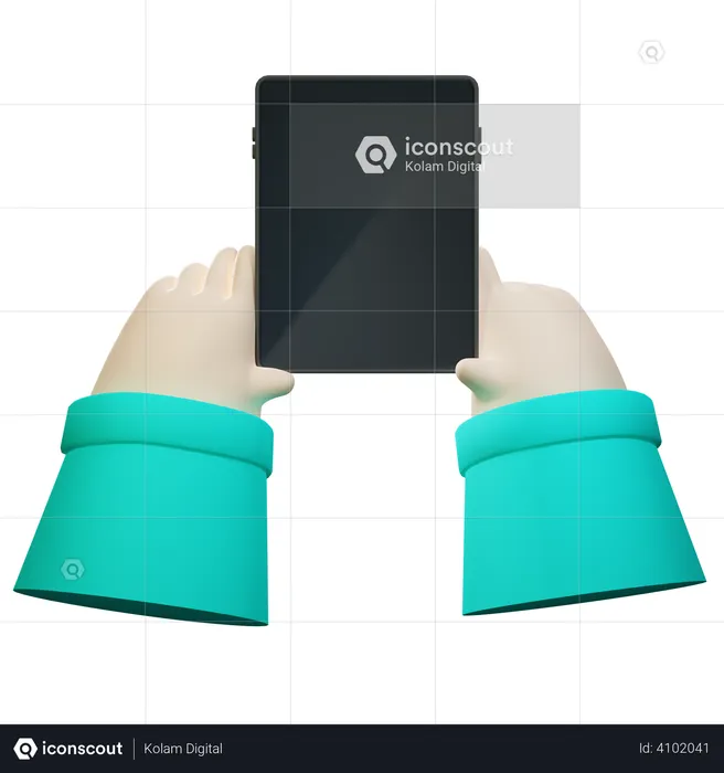 Hand holding tablet  3D Illustration
