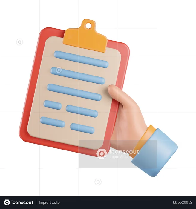 Hand Holding Task Paper  3D Icon