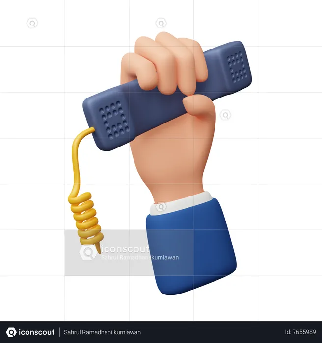 Hand Holding Telephone  3D Icon