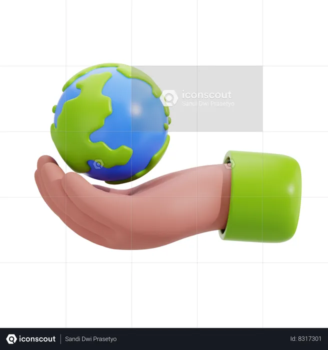 Hand Holding The Earth  3D Icon
