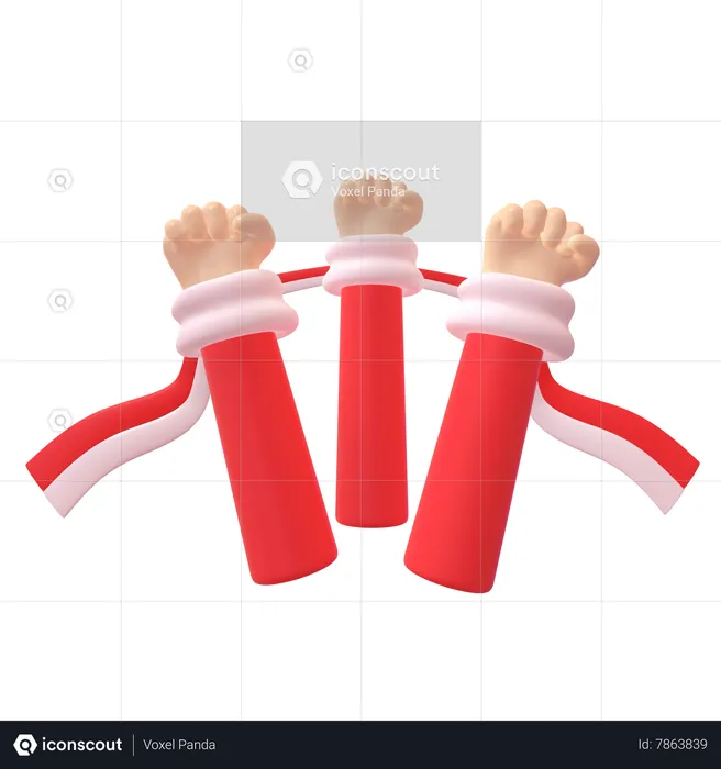 Hand Holding The Indonesian Flag  3D Icon