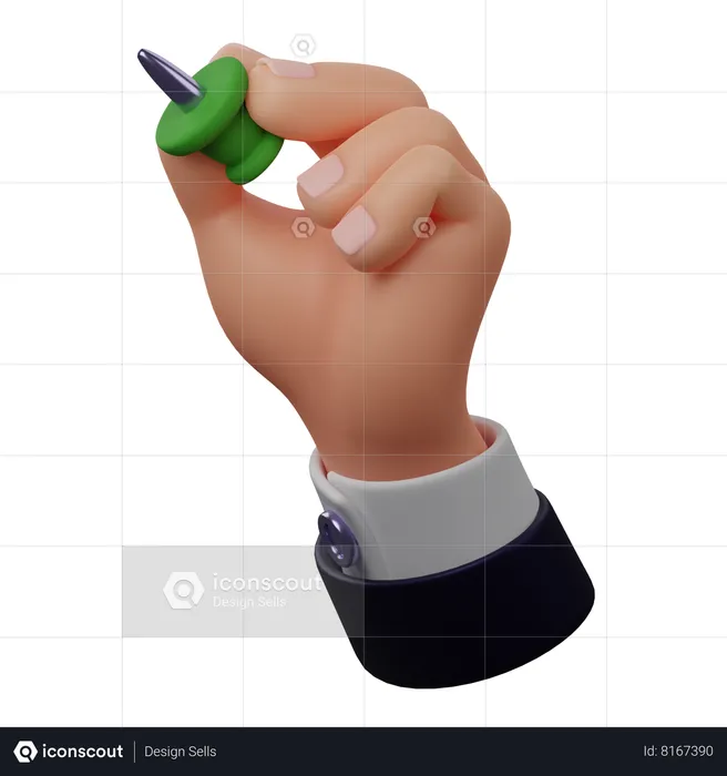 Hand Holding Thumbtack  3D Icon