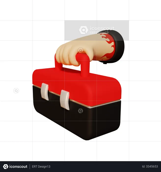 Hand holding tool box  3D Illustration