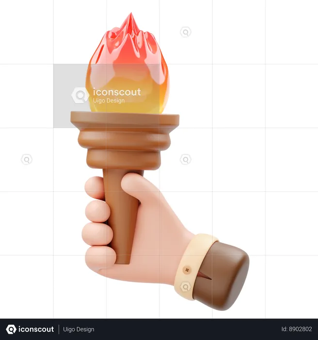 Hand Holding Torch  3D Icon
