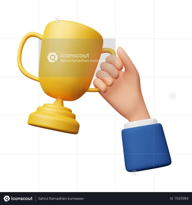 Hand Holding Trophy  3D Icon