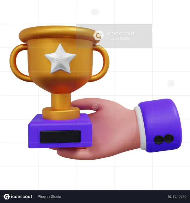 Hand Holding Trophy  3D Icon