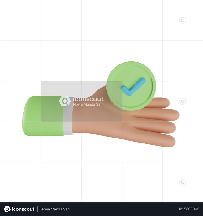 Hand Holding Verified  3D Icon