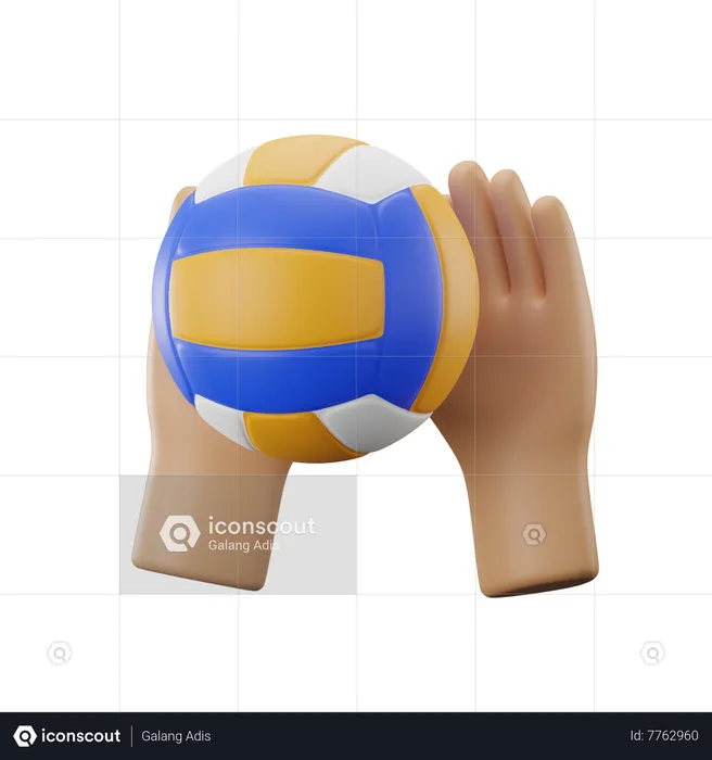 Hand Holding Volleyball  3D Icon