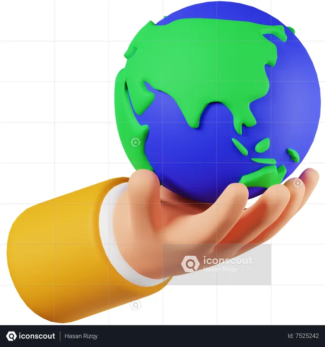 Hand Holding World  3D Icon