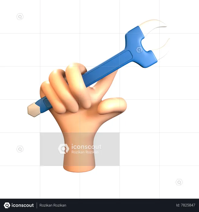 Hand Holding Wrench  3D Icon