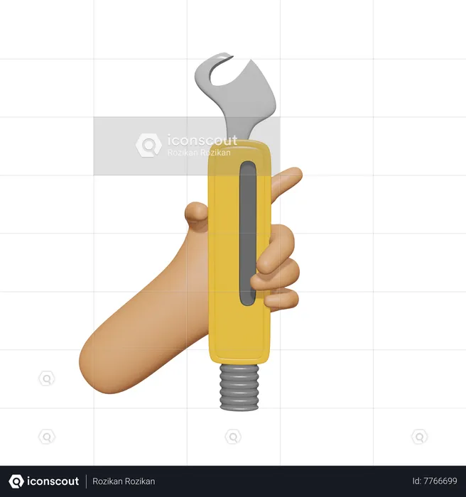 Hand Holding Wrench  3D Icon