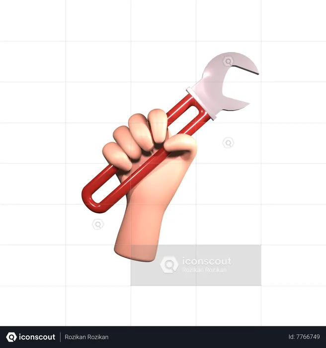 Hand Holding Wrench  3D Icon