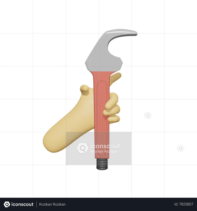 Hand Holding Wrench  3D Icon