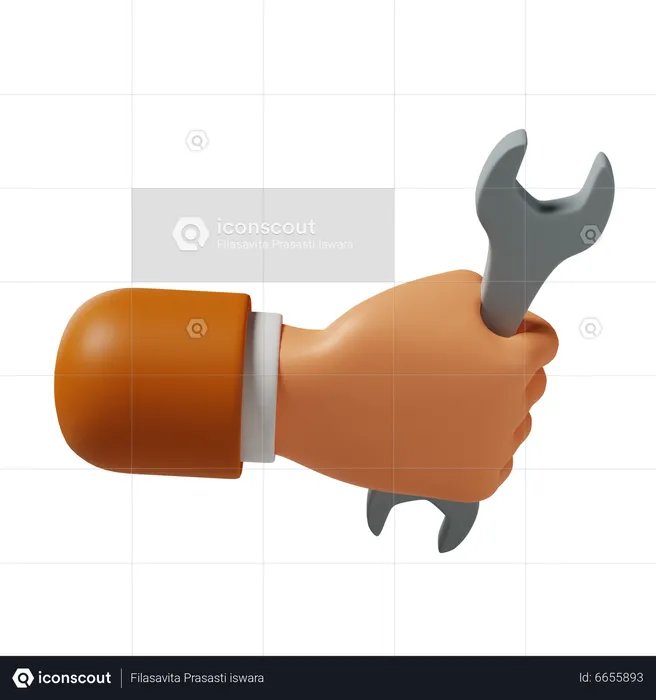 Hand Holding Wrench  3D Icon