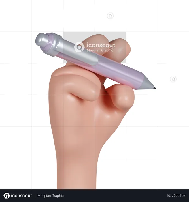 Hand Holds Pen Emoji 3D Icon