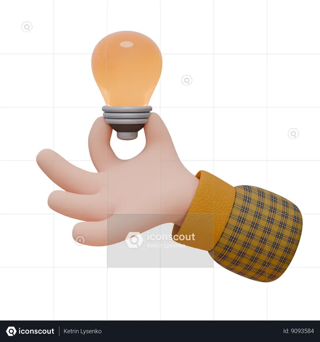 Hand Is Holding A Light Bulb  3D Icon