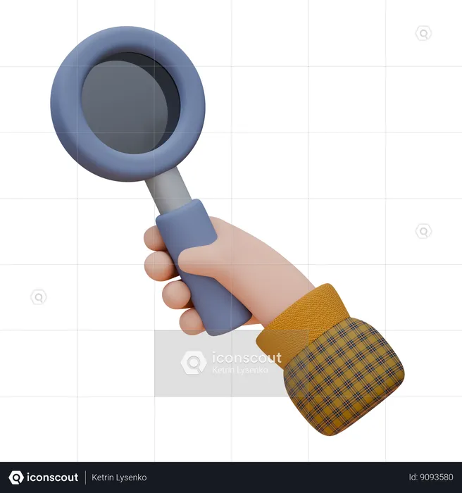 Hand Is Holding A Magnifying Glass  3D Icon