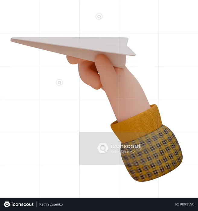 Hand Is Holding A Paper Plane  3D Icon