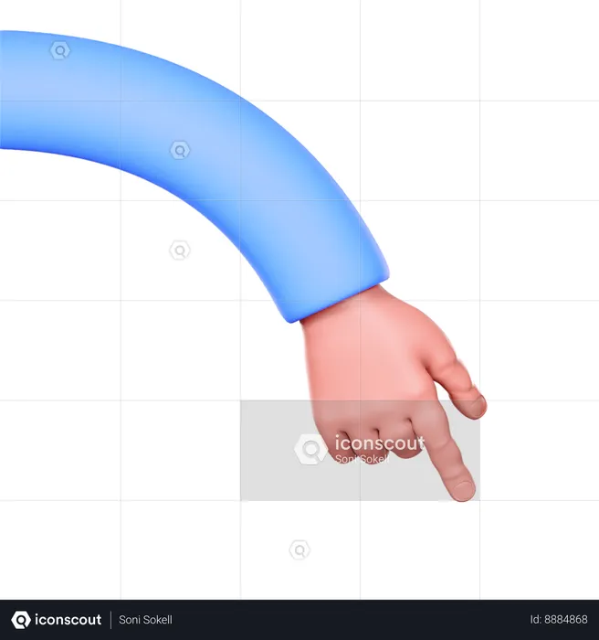 Hand Is Pointing To The Bottom Right  3D Icon