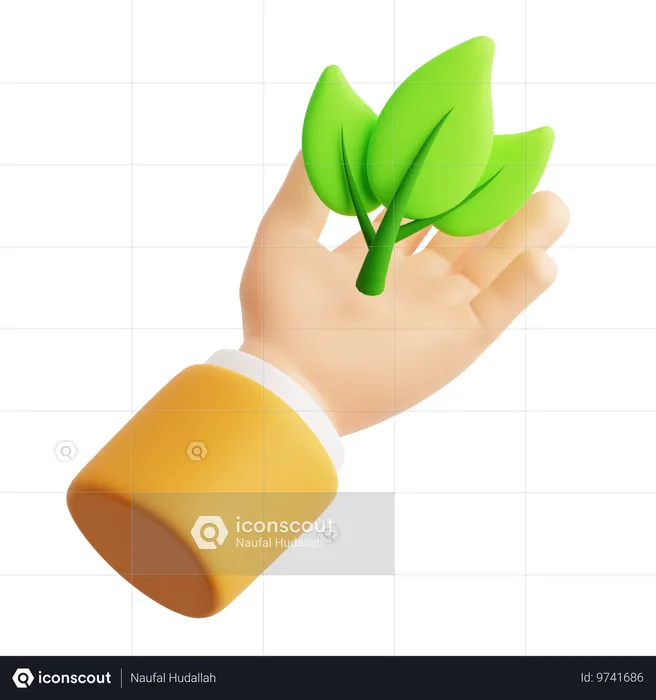 Hand Leaf  3D Icon