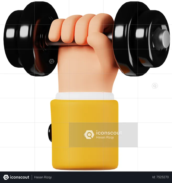 Hand Lifting Barbell  3D Icon