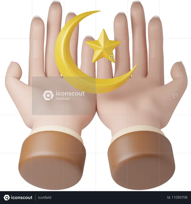 Hand mit Halbmond  3D Icon