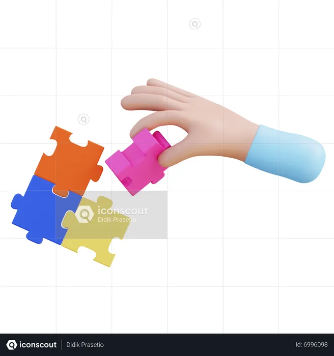 Hand mit Puzzle  3D Icon