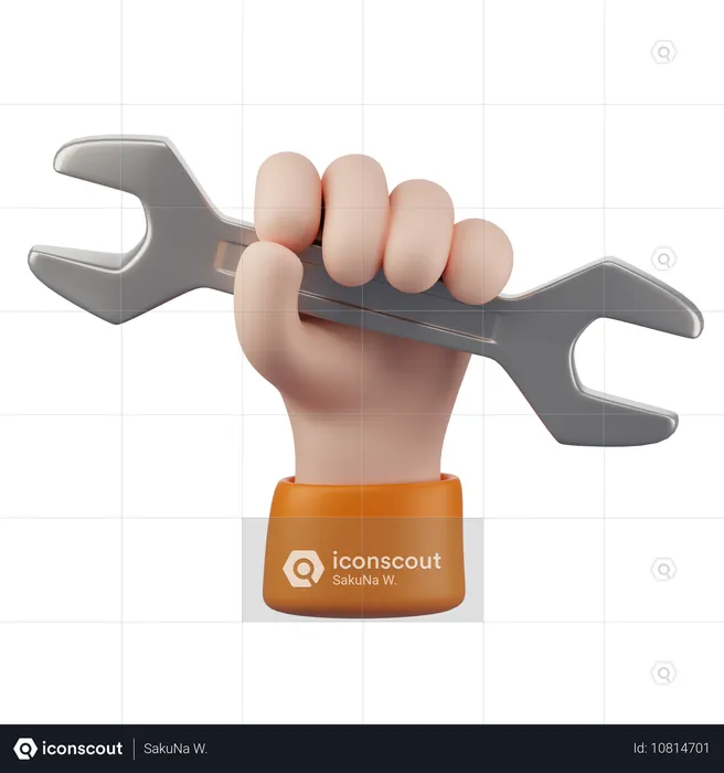 Hand mit Schraubenschlüssel  3D Icon