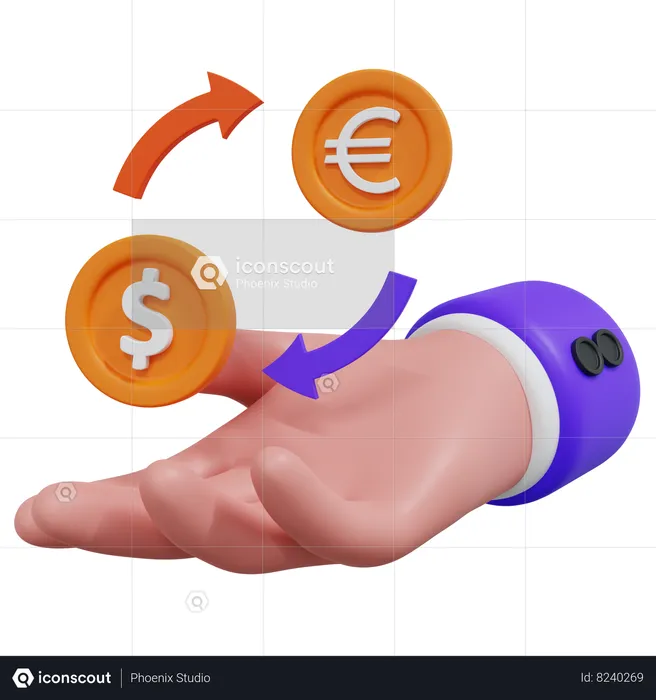 Hand Money Exchange  3D Icon