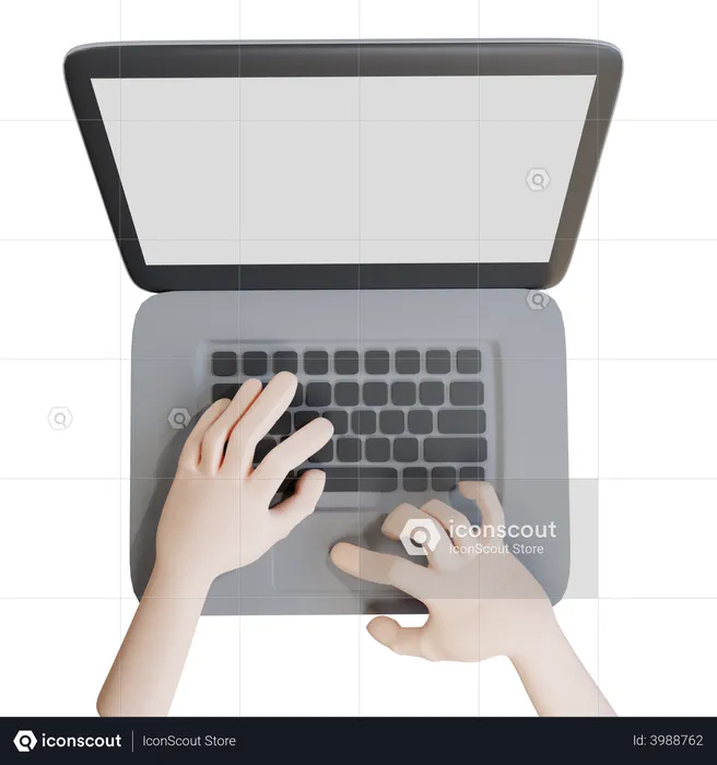 Hand operating macbook  3D Icon