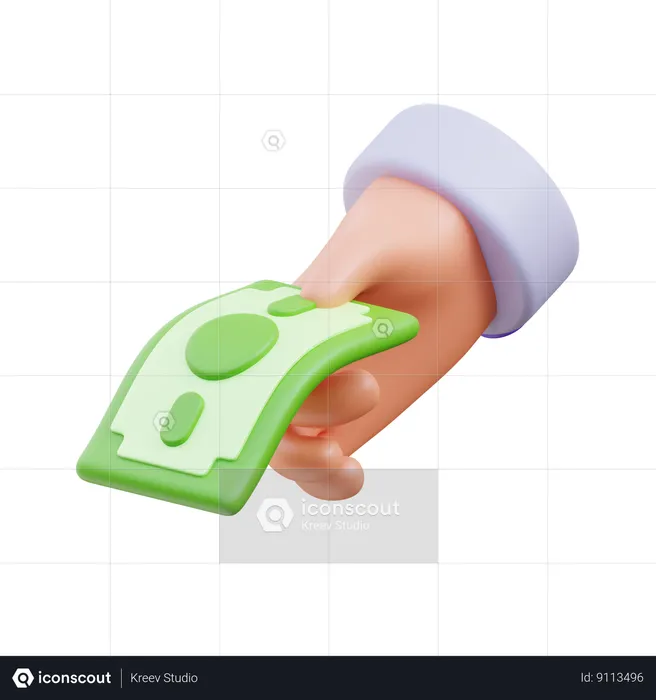 Hand Paying Cash  3D Icon