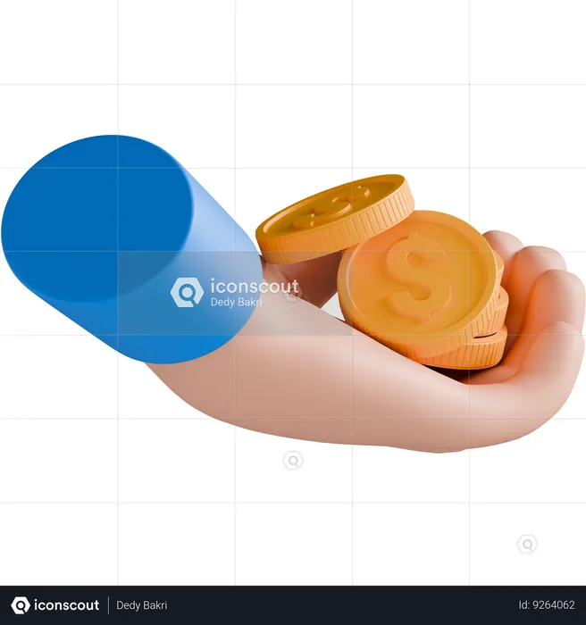 Hand Paying Coin  3D Icon