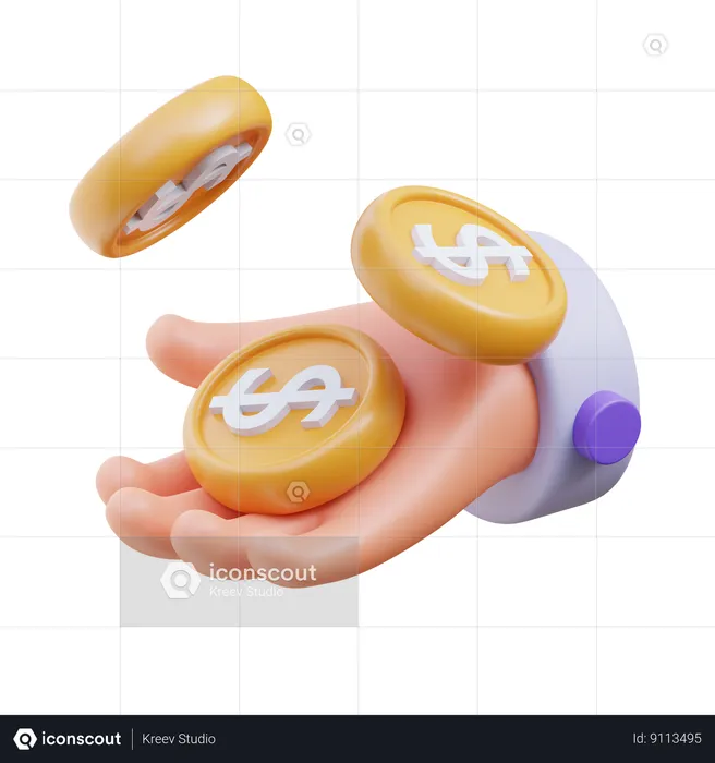 Hand Paying Coin  3D Icon