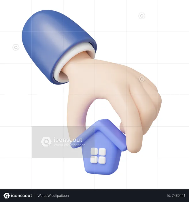 Hand Pick Up House  3D Illustration