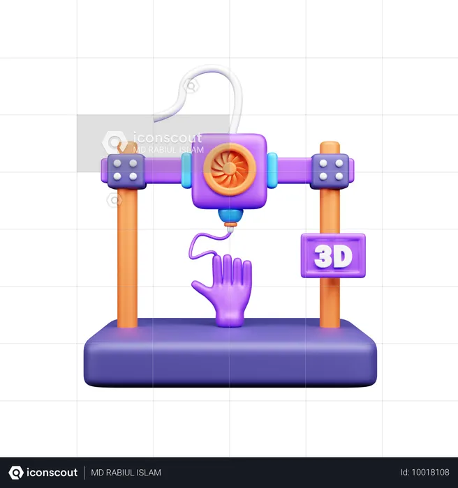 손 인쇄  3D Icon