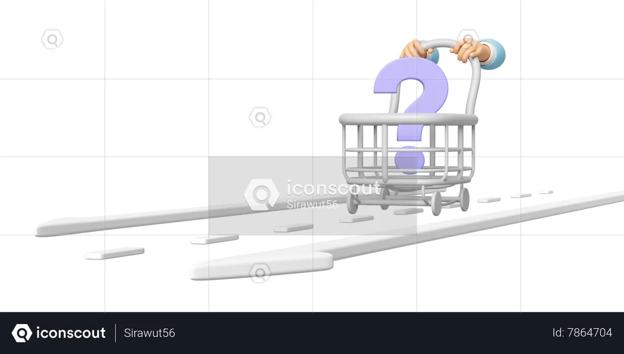 Hand Pushing Cart With Question Mark  3D Icon